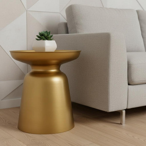 HomeRoots 18" Gold Metal Round End Table - Modern Glam Accent for Small Spaces, Fully Assembled & Versatile Use 636084