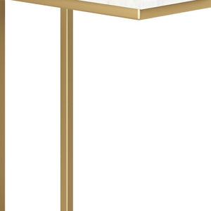 HomeRoots 24" Gold Marble End Table with Hidden Storage - Stylish Accent Table for Small Spaces & Modern Decor 636085