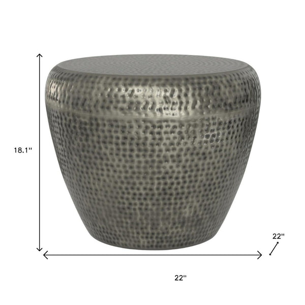 HomeRoots 18" Silver Metal Round End Table - Sleek, Modern Design with Abstract Base for Versatile Everyday Use 636087
