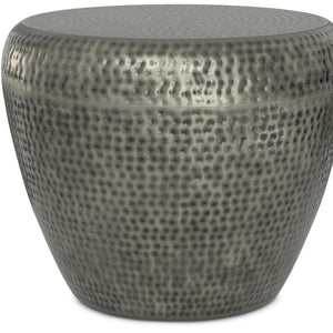 HomeRoots 18" Silver Metal Round End Table - Sleek, Modern Design with Abstract Base for Versatile Everyday Use 636087