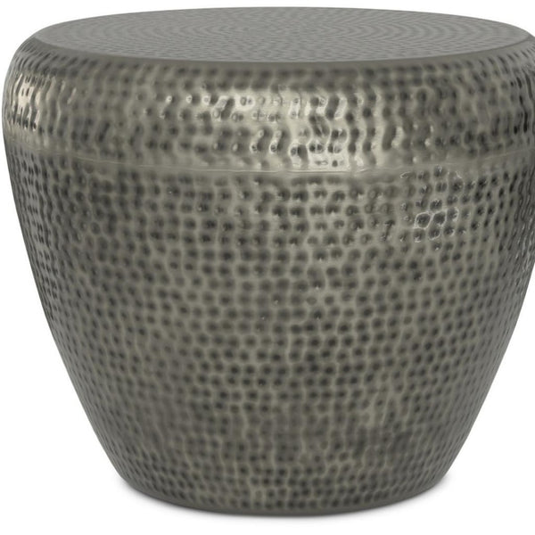 HomeRoots 18" Silver Metal Round End Table - Sleek, Modern Design with Abstract Base for Versatile Everyday Use 636087