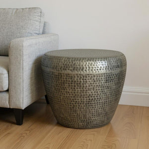 HomeRoots 18" Silver Metal Round End Table - Sleek, Modern Design with Abstract Base for Versatile Everyday Use 636087