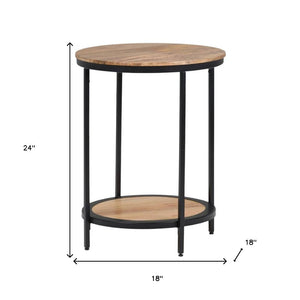 HomeRoots 24" Natural Metal Round End Table – Modern Industrial Accent Table for Living Room, Fully Assembled 636089