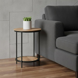 HomeRoots 24" Natural Metal Round End Table – Modern Industrial Accent Table for Living Room, Fully Assembled 636089