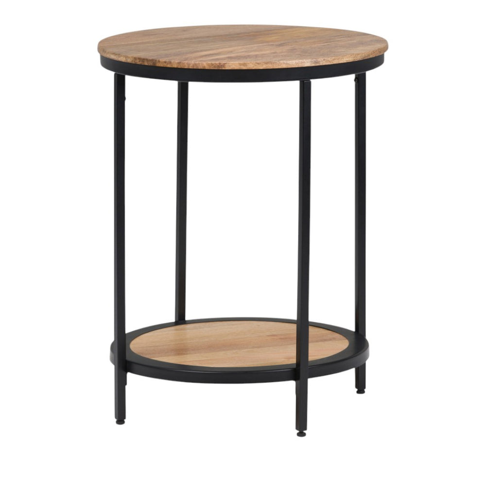 HomeRoots 24" Natural Metal Round End Table – Modern Industrial Accent Table for Living Room, Fully Assembled 636089
