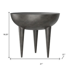 HomeRoots 18" Graphite Aluminum Round End Table - Sleek, Modern Accent for Living Rooms, Bedrooms & Outdoors 636090