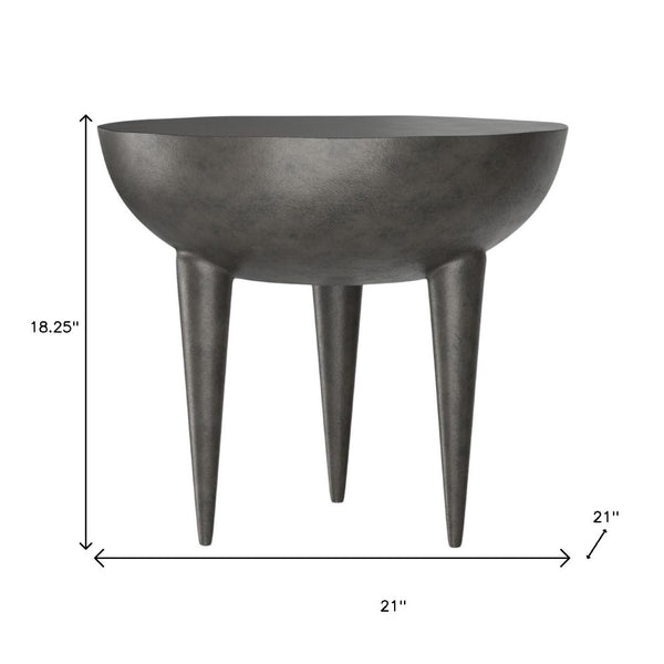 HomeRoots 18" Graphite Aluminum Round End Table - Sleek, Modern Accent for Living Rooms, Bedrooms & Outdoors 636090