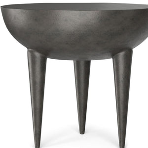 HomeRoots 18" Graphite Aluminum Round End Table - Sleek, Modern Accent for Living Rooms, Bedrooms & Outdoors 636090