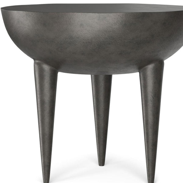 HomeRoots 18" Graphite Aluminum Round End Table - Sleek, Modern Accent for Living Rooms, Bedrooms & Outdoors 636090