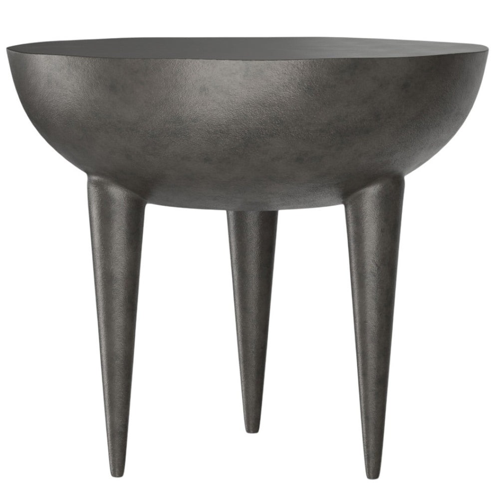 HomeRoots 18" Graphite Aluminum Round End Table - Sleek, Modern Accent for Living Rooms, Bedrooms & Outdoors 636090