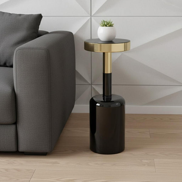 HomeRoots 25" Modern Gold and Turquoise Round End Table - Stylish Accent for Small Spaces and Versatile Use 636091