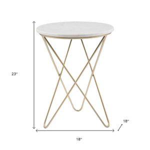 HomeRoots 23" Gold Metal Round End Table with Chic Trunk Storage – Modern Accent for Living Room & Bedroom 636092