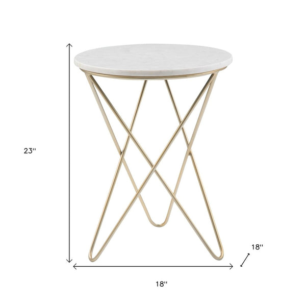 HomeRoots 23" Gold Metal Round End Table with Chic Trunk Storage – Modern Accent for Living Room & Bedroom 636092