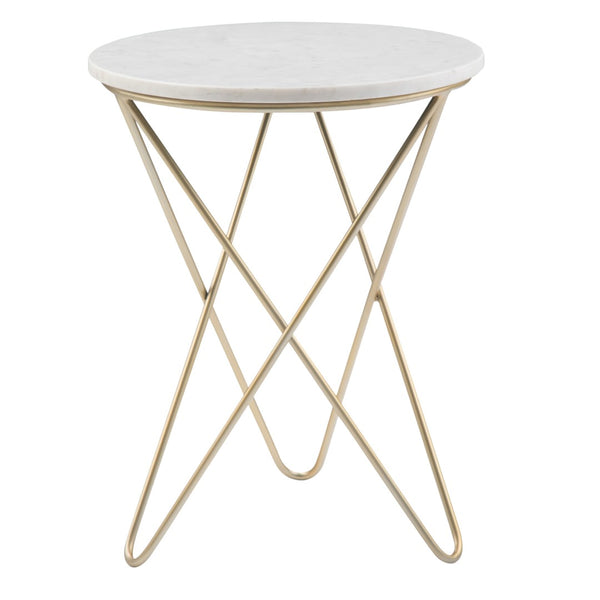 HomeRoots 23" Gold Metal Round End Table with Chic Trunk Storage – Modern Accent for Living Room & Bedroom 636092