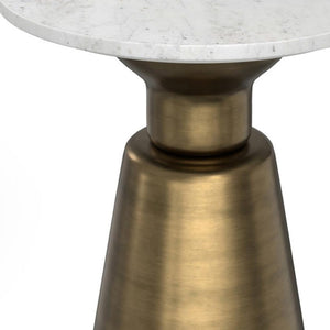 HomeRoots 20" Antiqued Brass Round End Table & Storage Trunk - Chic Metal Accent for Modern Living Spaces 636093