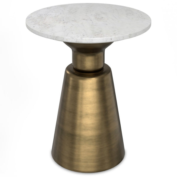 HomeRoots 20" Antiqued Brass Round End Table & Storage Trunk - Chic Metal Accent for Modern Living Spaces 636093