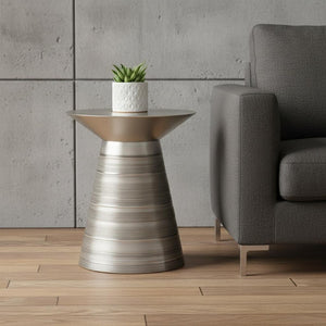 HomeRoots 20" Sleek Silver Metal Round End Table – Modern Accent for Living Rooms, Bedrooms & Small Spaces 636094