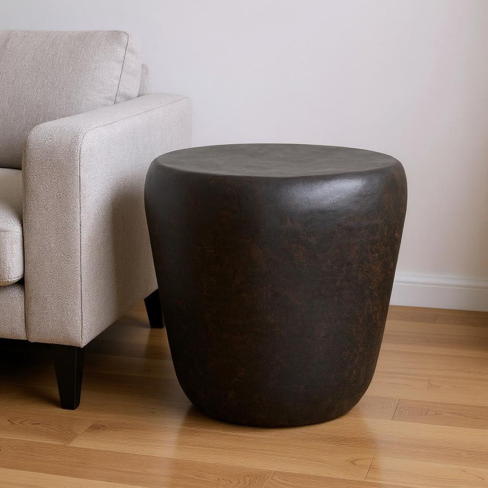 HomeRoots 22" Bronze Metal Round End Table - Stylish Industrial Accent for Living Room, Bedroom & Entryway 636095