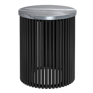 HomeRoots 21" Black Marble Round End Table - Elegant Accent for Small Spaces, Versatile Use & Timeless Design 636097