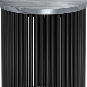 HomeRoots 21" Black Marble Round End Table - Elegant Accent for Small Spaces, Versatile Use & Timeless Design 636097
