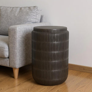 HomeRoots 22" Modern Graphite Aluminum Round End Table - Stylish & Versatile for Small Spaces, Fully Assembled 636098