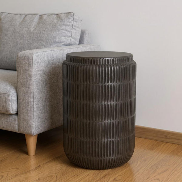 HomeRoots 22" Modern Graphite Aluminum Round End Table - Stylish & Versatile for Small Spaces, Fully Assembled 636098
