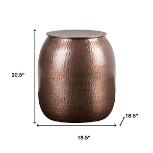 HomeRoots 21" Copper Metal Round End Table - Modern Industrial Accent for Small Spaces, No Assembly Needed! 636100