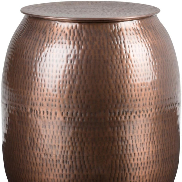 HomeRoots 21" Copper Metal Round End Table - Modern Industrial Accent for Small Spaces, No Assembly Needed! 636100