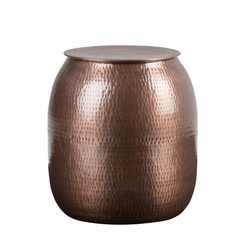 HomeRoots 21" Copper Metal Round End Table - Modern Industrial Accent for Small Spaces, No Assembly Needed! 636100