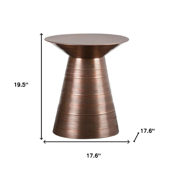 HomeRoots 20" Copper Metal Round End Table - Stylish Accent for Living Room, Bedroom, or Entryway Decor 636101