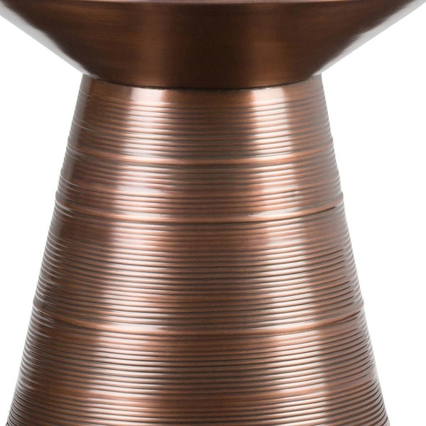 HomeRoots 20" Copper Metal Round End Table - Stylish Accent for Living Room, Bedroom, or Entryway Decor 636101