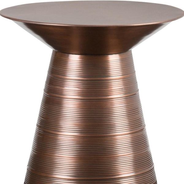 HomeRoots 20" Copper Metal Round End Table - Stylish Accent for Living Room, Bedroom, or Entryway Decor 636101