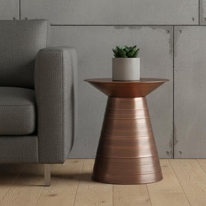 HomeRoots 20" Copper Metal Round End Table - Stylish Accent for Living Room, Bedroom, or Entryway Decor 636101