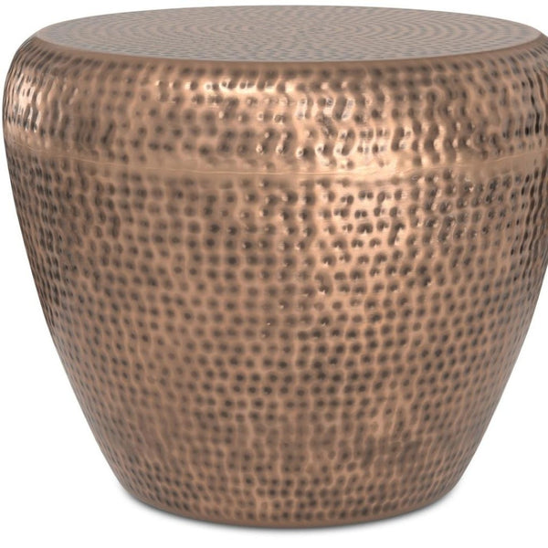 HomeRoots 18" Copper Metal Round End Table – Modern Sculptural Design, Versatile Use, Fully Assembled Elegance 636102