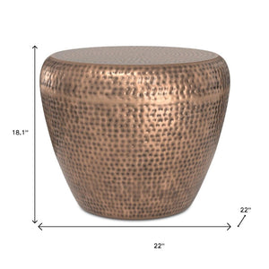 HomeRoots 18" Copper Metal Round End Table – Modern Sculptural Design, Versatile Use, Fully Assembled Elegance 636102