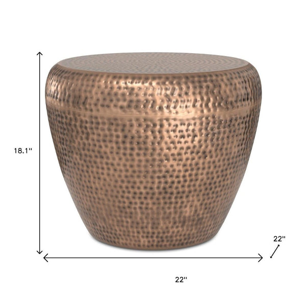 HomeRoots 18" Copper Metal Round End Table – Modern Sculptural Design, Versatile Use, Fully Assembled Elegance 636102