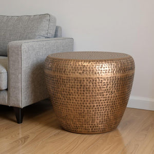 HomeRoots 18" Copper Metal Round End Table – Modern Sculptural Design, Versatile Use, Fully Assembled Elegance 636102