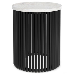 HomeRoots 21" White Marble Round End Table - Sleek Modern Accent for Living Room or Bedroom, Fully Assembled! 636104
