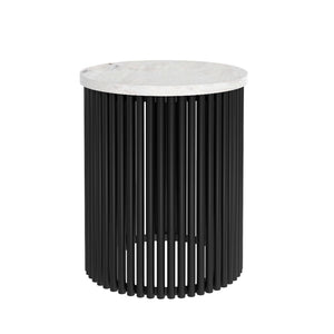 HomeRoots 21" White Marble Round End Table - Sleek Modern Accent for Living Room or Bedroom, Fully Assembled! 636104