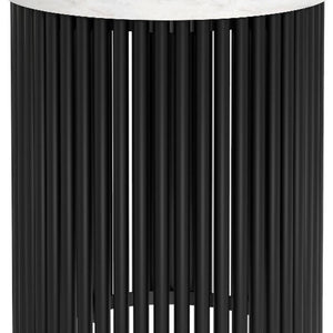HomeRoots 21" White Marble Round End Table - Sleek Modern Accent for Living Room or Bedroom, Fully Assembled! 636104