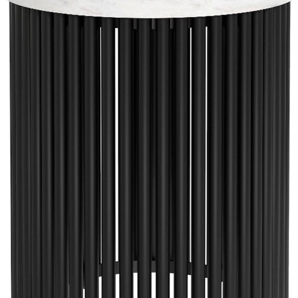 HomeRoots 21" White Marble Round End Table - Sleek Modern Accent for Living Room or Bedroom, Fully Assembled! 636104