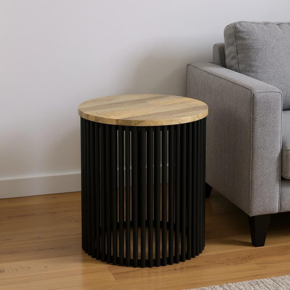 HomeRoots 25" Black Metal Round End Table – Sleek, Durable, and Versatile Accent Piece for Any Room Decor 636105