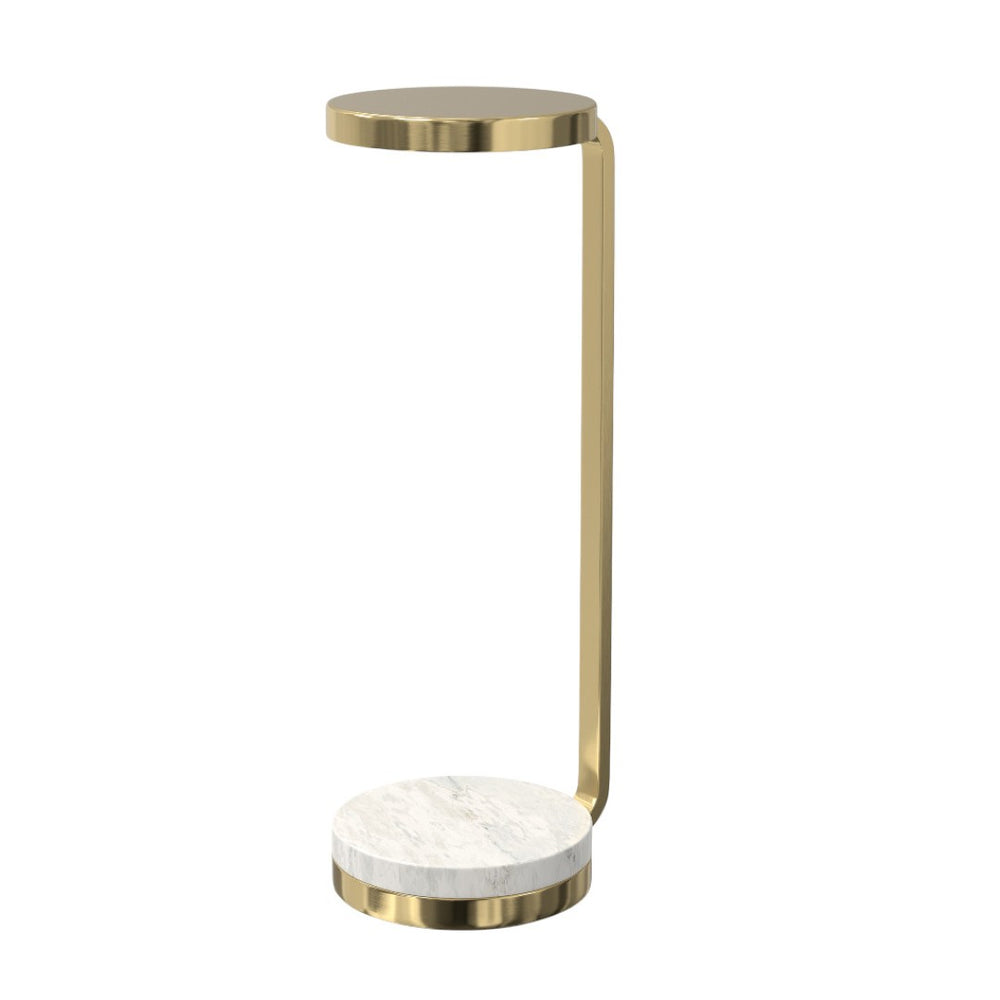 HomeRoots 26" Gold Iron Round End Table - Elegant Glamorous Accent Piece for Modern Living Spaces & Bedrooms 636106