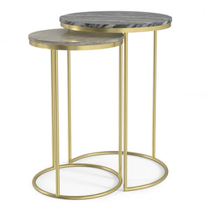 HomeRoots Set of Two 24" Gold Iron Round End Tables - Modern Glam Accent for Living Room & Bedroom Decor 636108