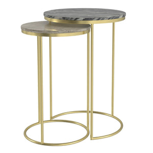 HomeRoots Set of Two 24" Gold Iron Round End Tables - Modern Glam Accent for Living Room & Bedroom Decor 636108