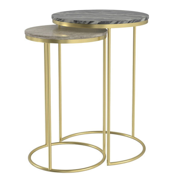 HomeRoots Set of Two 24" Gold Iron Round End Tables - Modern Glam Accent for Living Room & Bedroom Decor 636108