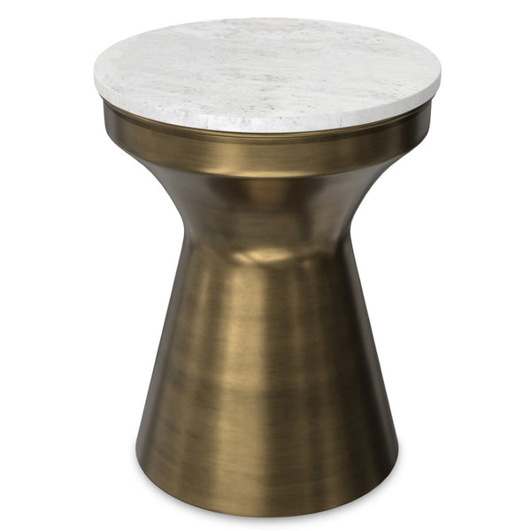 HomeRoots 18" Antiqued Brass Iron Round End Table - Stylish Modern Accent for Living Room, Bedroom & Entryway 636109