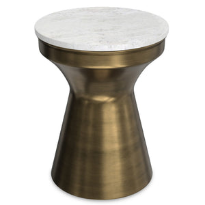 HomeRoots 18" Antiqued Brass Iron Round End Table - Stylish Modern Accent for Living Room, Bedroom & Entryway 636109