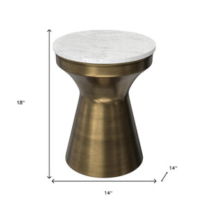 HomeRoots 18" Antiqued Brass Iron Round End Table - Stylish Modern Accent for Living Room, Bedroom & Entryway 636109