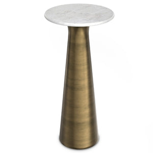 HomeRoots 26" Antiqued Brass Metal Round End Table with Storage - Stylish Accent for Any Room Decor! 636111